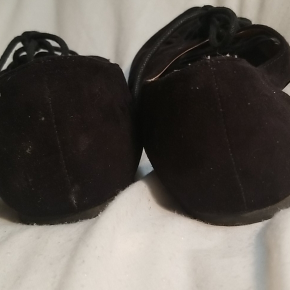 Qupid Black Suede Tie up Flats - Picture 5 of 7